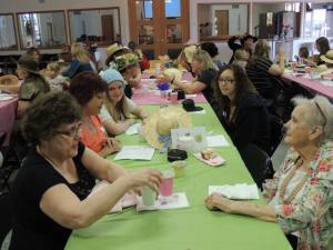Guests visiting while waiting to eat. My mother and sister are at this end of the photo. 