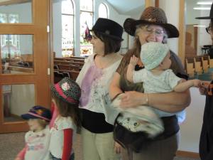 Waiting to share about their choices of hats.